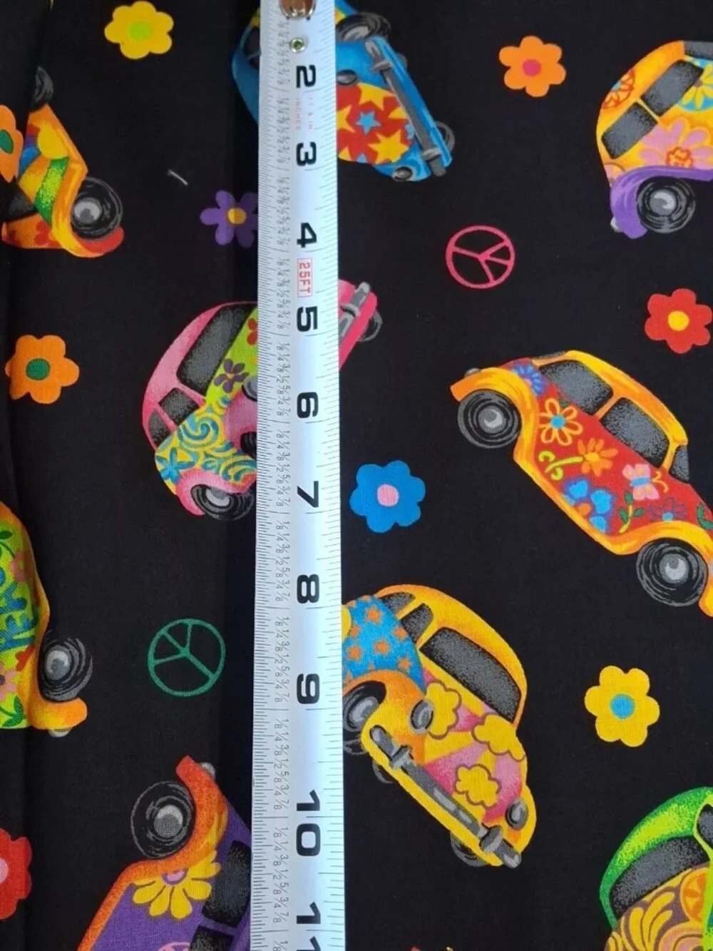 VIP Cranston Colorful Love Bugs Cars VW Beetles on Black -2.4 yards x 44